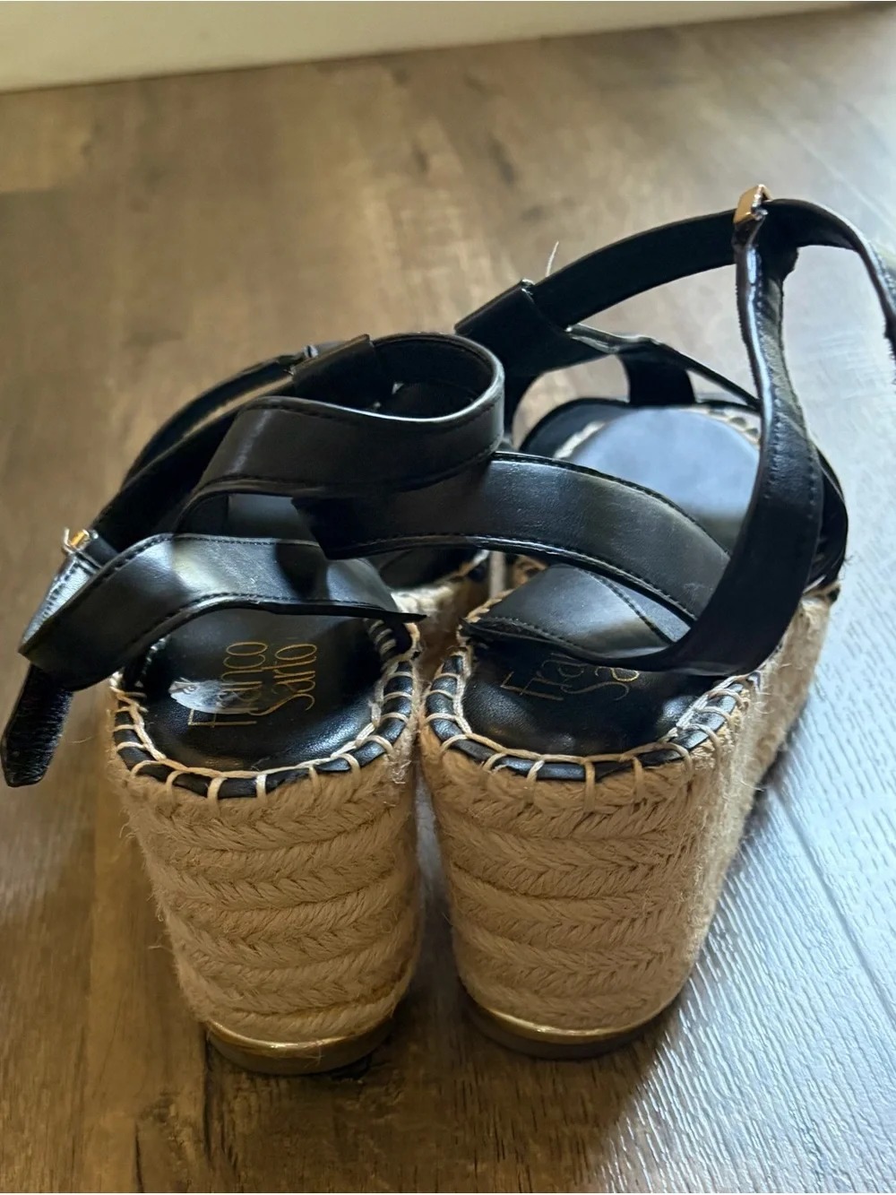 Franco Sarto Black Espadrille Platform Sandals